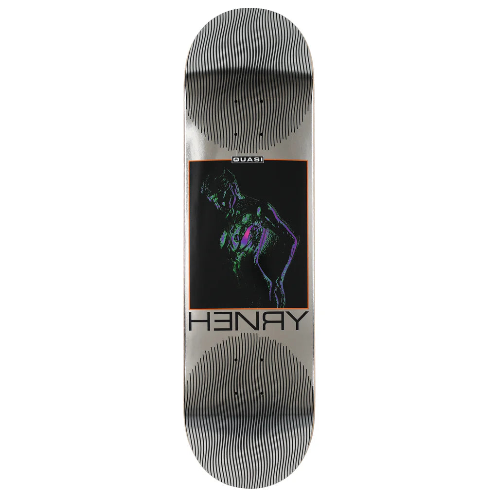 Planche de skateboard Quasi Henry I.D., deck de 8,375 pouces, avec design artistique visible sur la surface en bois naturel.