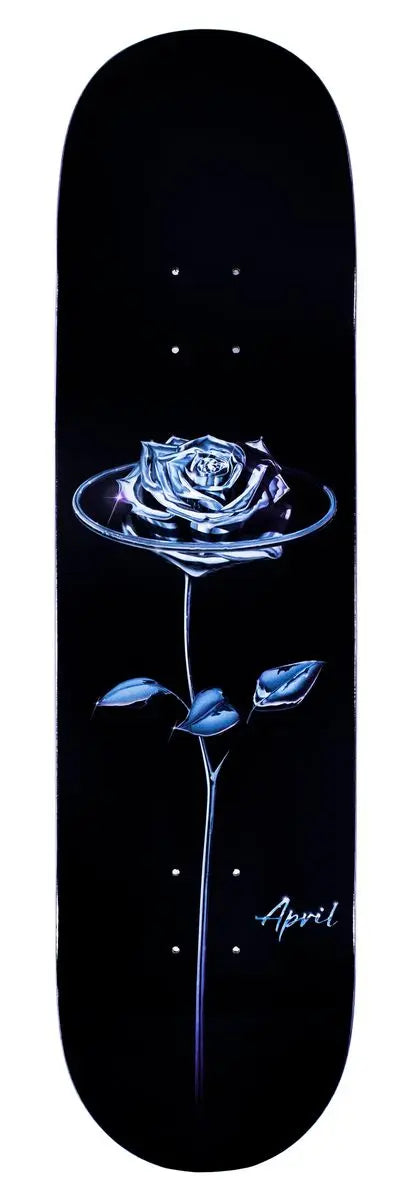 Planche de skateboard APRIL CHROME ROSE NOIR, deck de skate en design noir et rose pour style urbain.