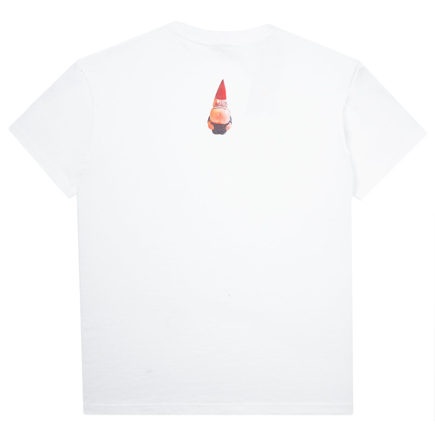 T-shirt blanc en coton avec un gnome imprimé, de la marque Carpet, style décontracté et original.