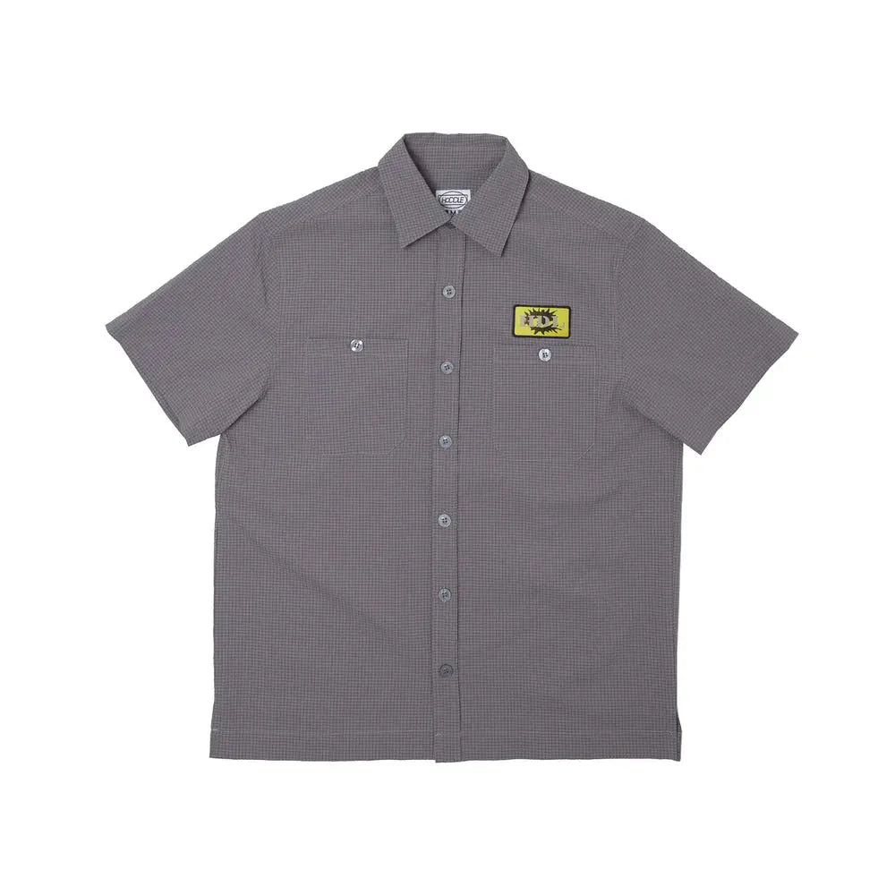 HODDLE HDL SEERSUCKER SHORT SLEEVE SHIRT - GREY Hoddle