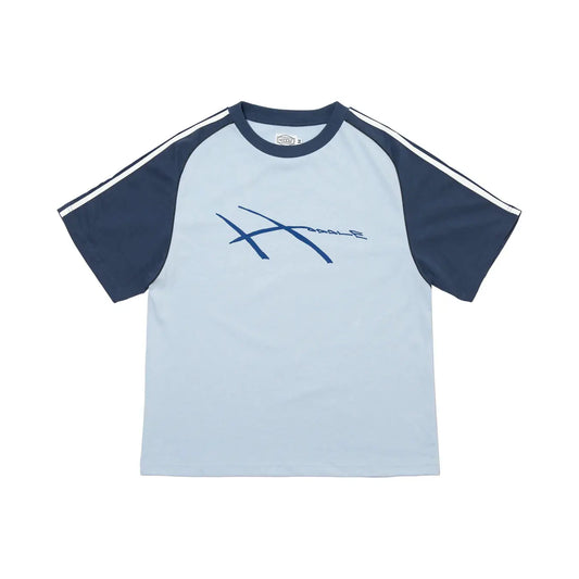 HODDLE WARPED JERSEY TEE - BLUE / NAVY Hoddle