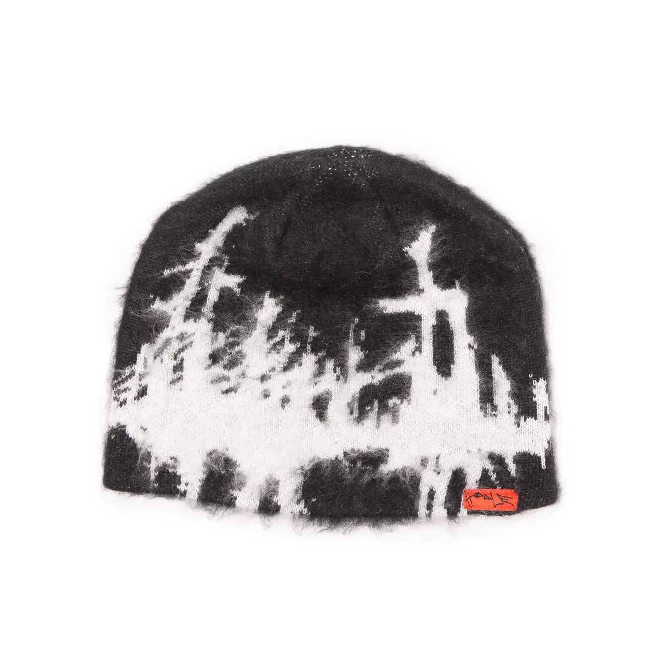 HODDLE FAUX MOHAIR SKULL BEANIE BLACK / WHITE Hoddle