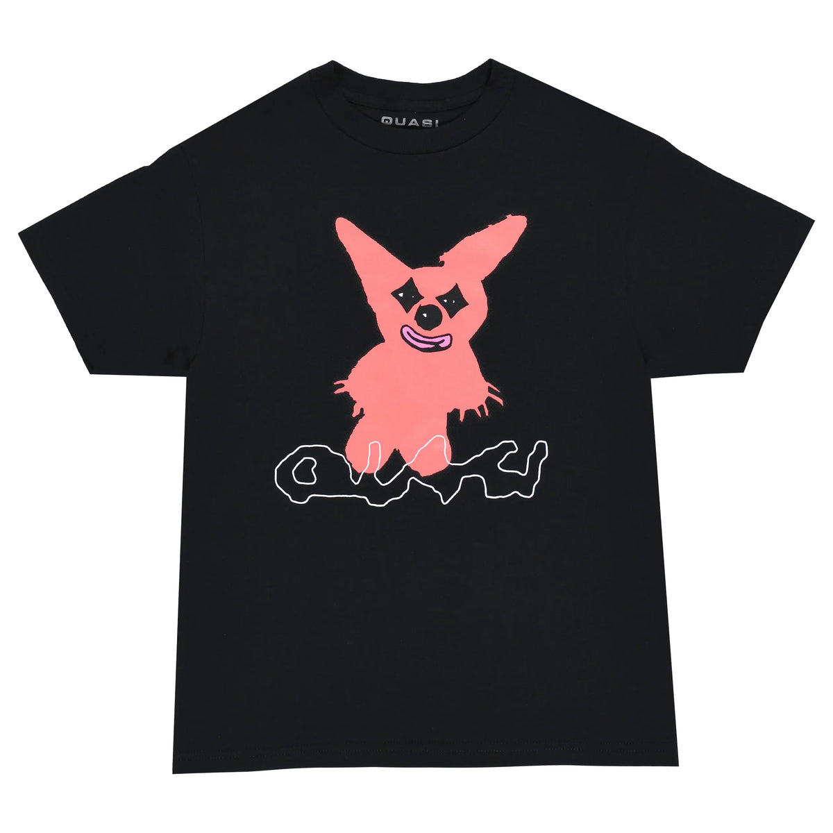 T-shirt Quasi Plushie noir pour homme, design confortable en coton avec logo Quasi sur la poitrine.