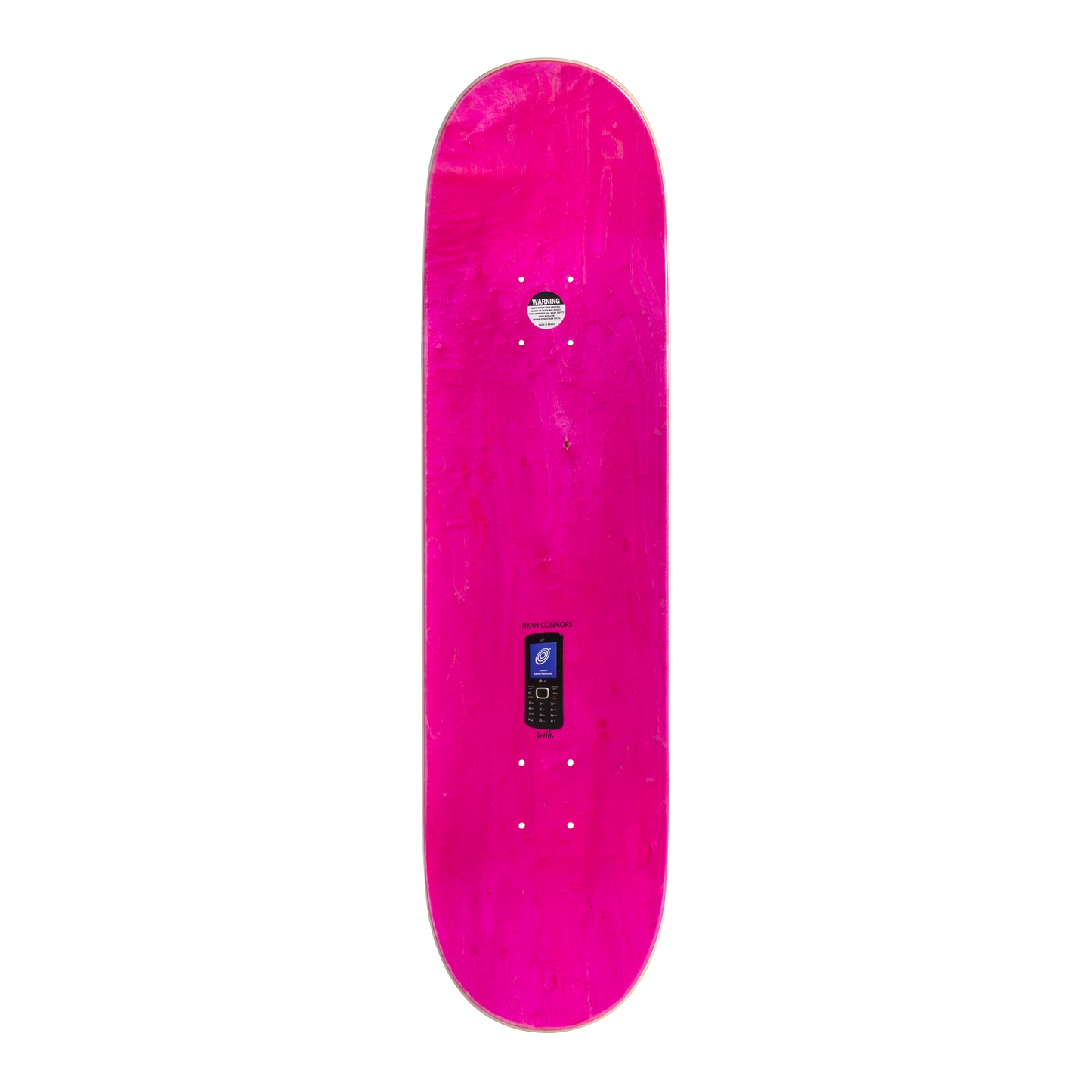 Planche de skate Swim skateboards modèle Ryan Connors False Faces, deck de skateboard professionnel vu de dessus.