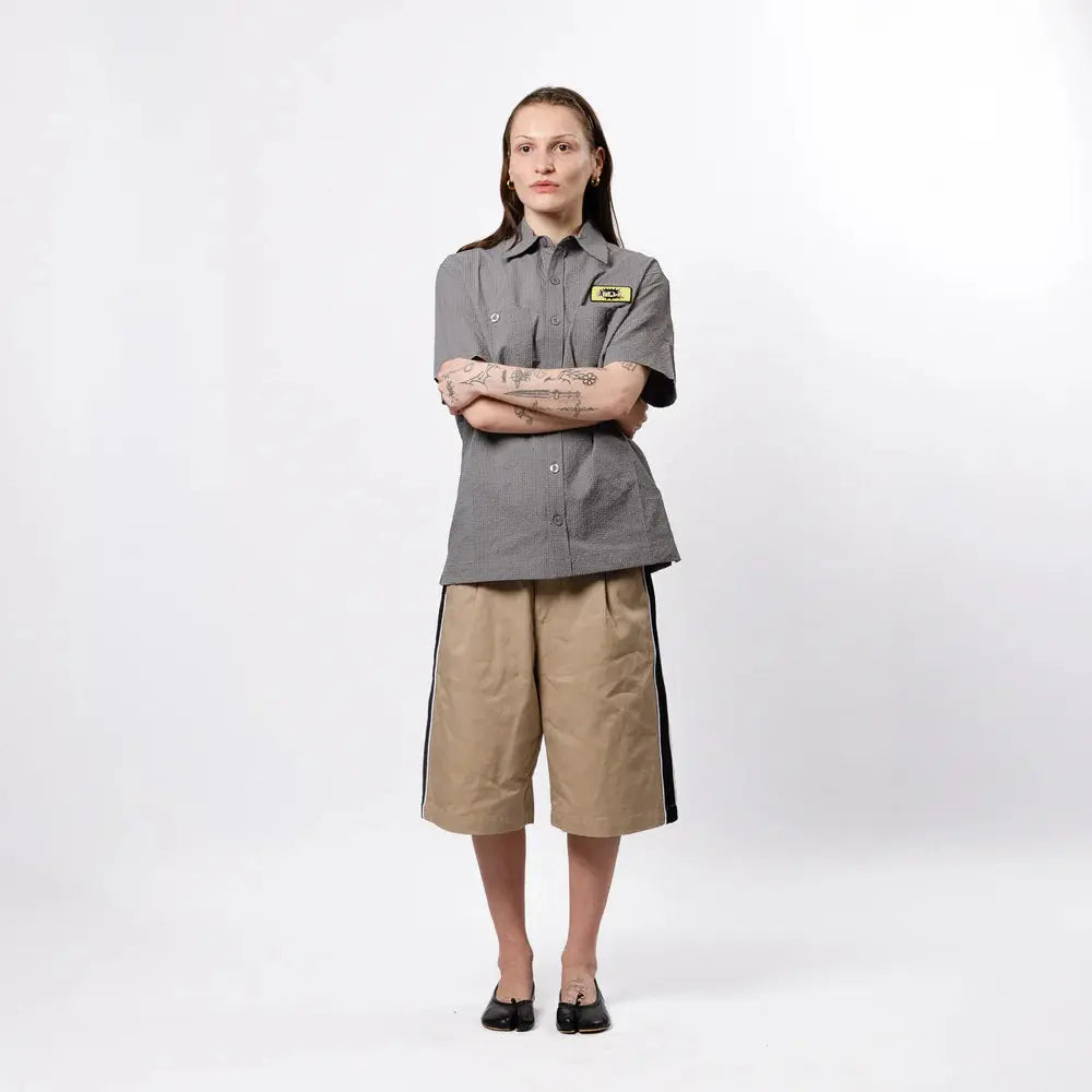 HODDLE HDL SEERSUCKER SHORT SLEEVE SHIRT - GREY Hoddle