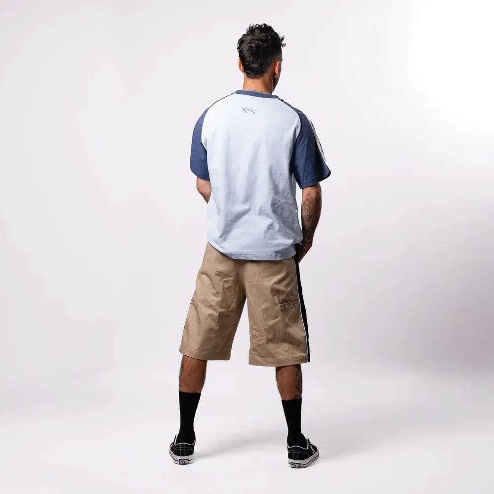 HODDLE WARPED JERSEY TEE - BLUE / NAVY Hoddle
