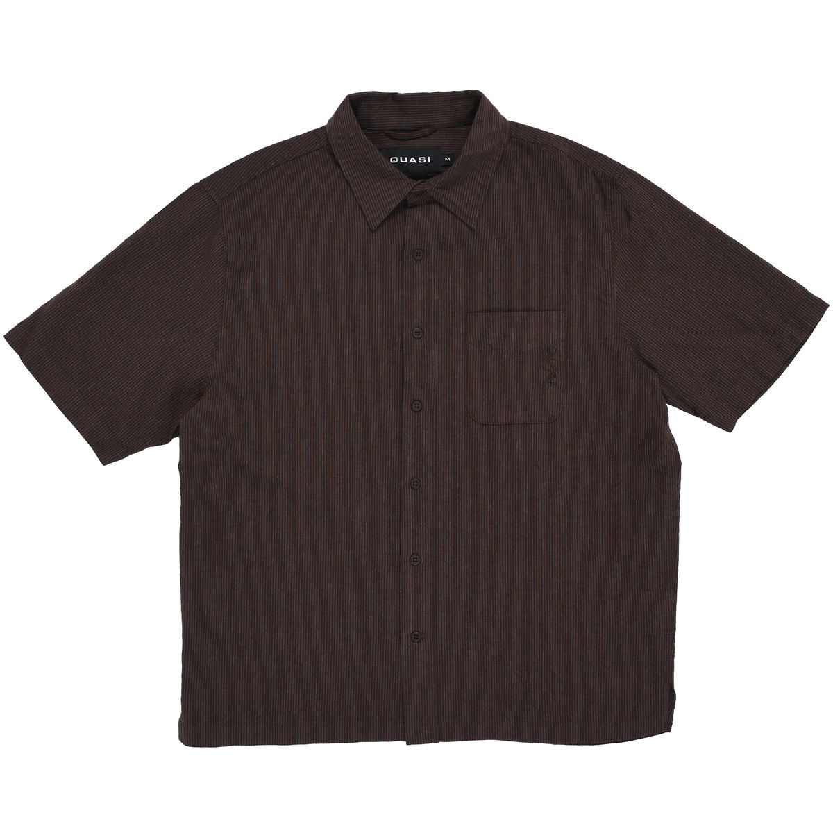 Chemise à manches courtes Quasi Kalvin, style button-up, en tissu hickory, vêtement casual pour homme.