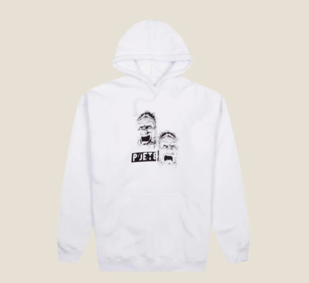 POETS DRAMA 13.4 OZ PULLOVER HOODED SWEATSHIRT WHITE POETS