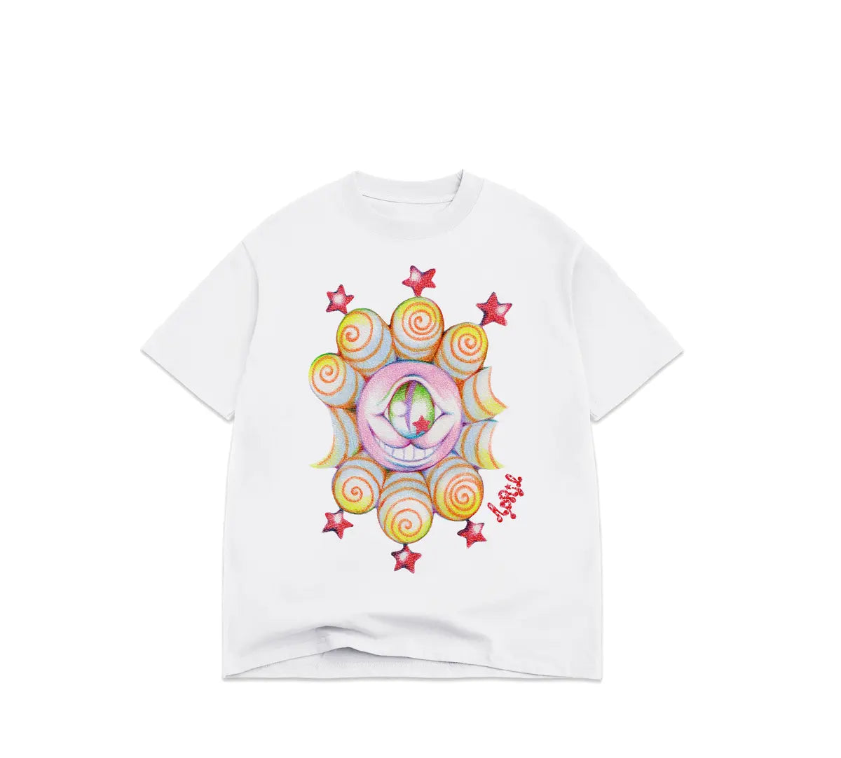 April Shane by Ema Gaspar Tee - Vintage White APRIL skateboard