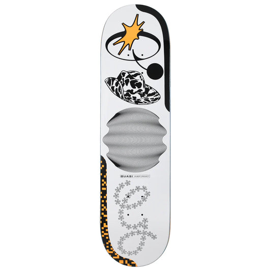 Deck de skateboard Quasi Crockett 'Bellyachin' 8,25 pouces, illustration colorée sur le dessus, prêt pour la pratique.