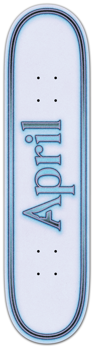 Planche de skateboard APRIL OG LOGO UNI avec logo classique, vue de dessus, design épuré et logo visible sur le dessus.