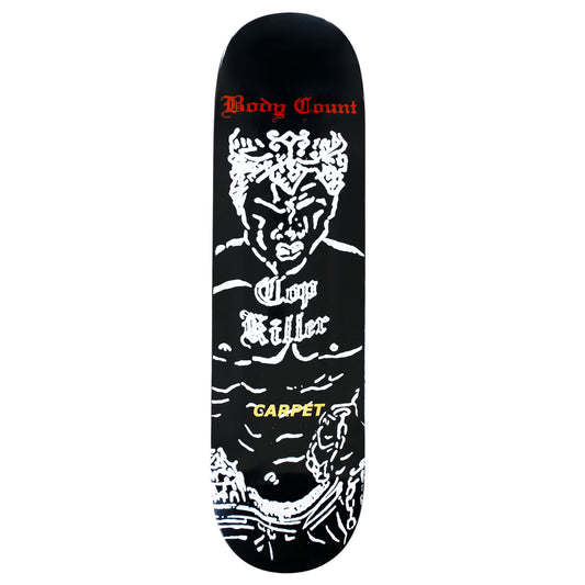Planche de skateboard Carpet Body Count Deck 8.25, deck en bois solide avec graphique original, vue de face.