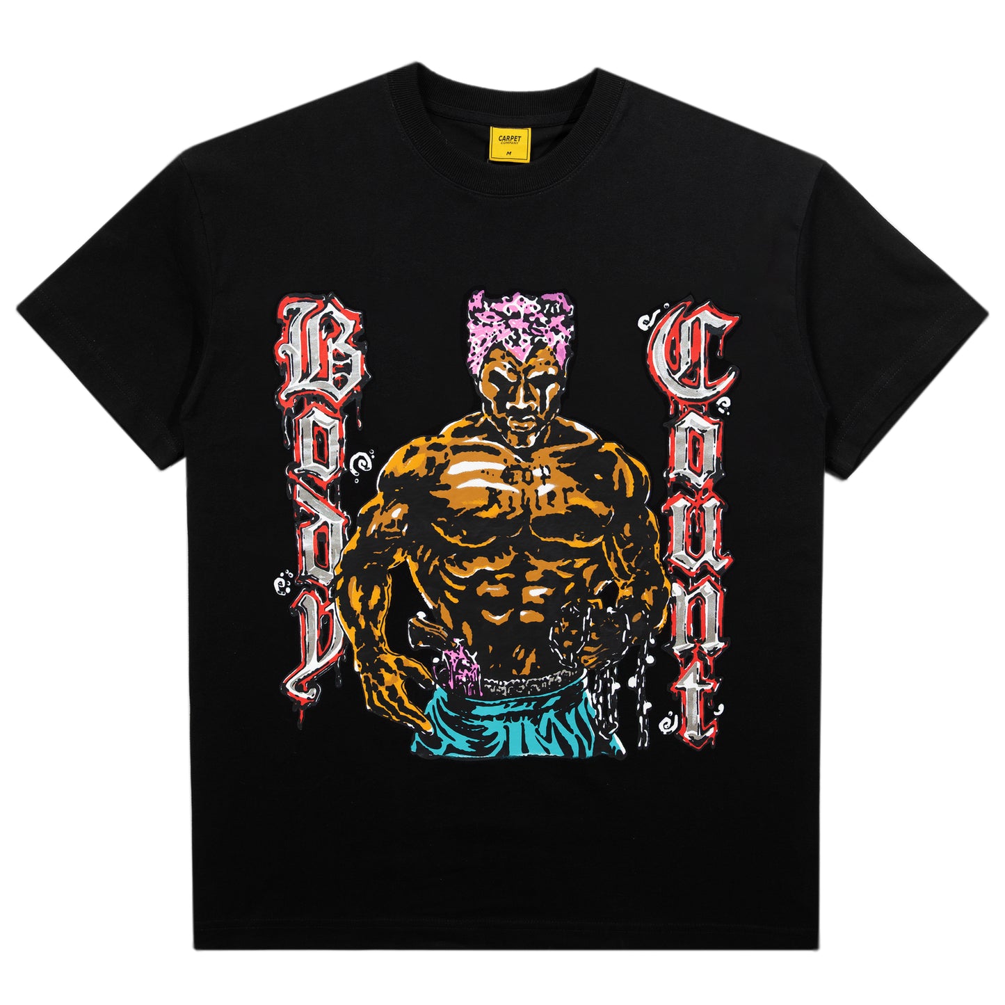 T-shirt noir de la marque Carpet avec logo Body Count imprimé sur le devant, tissu en coton confortable.