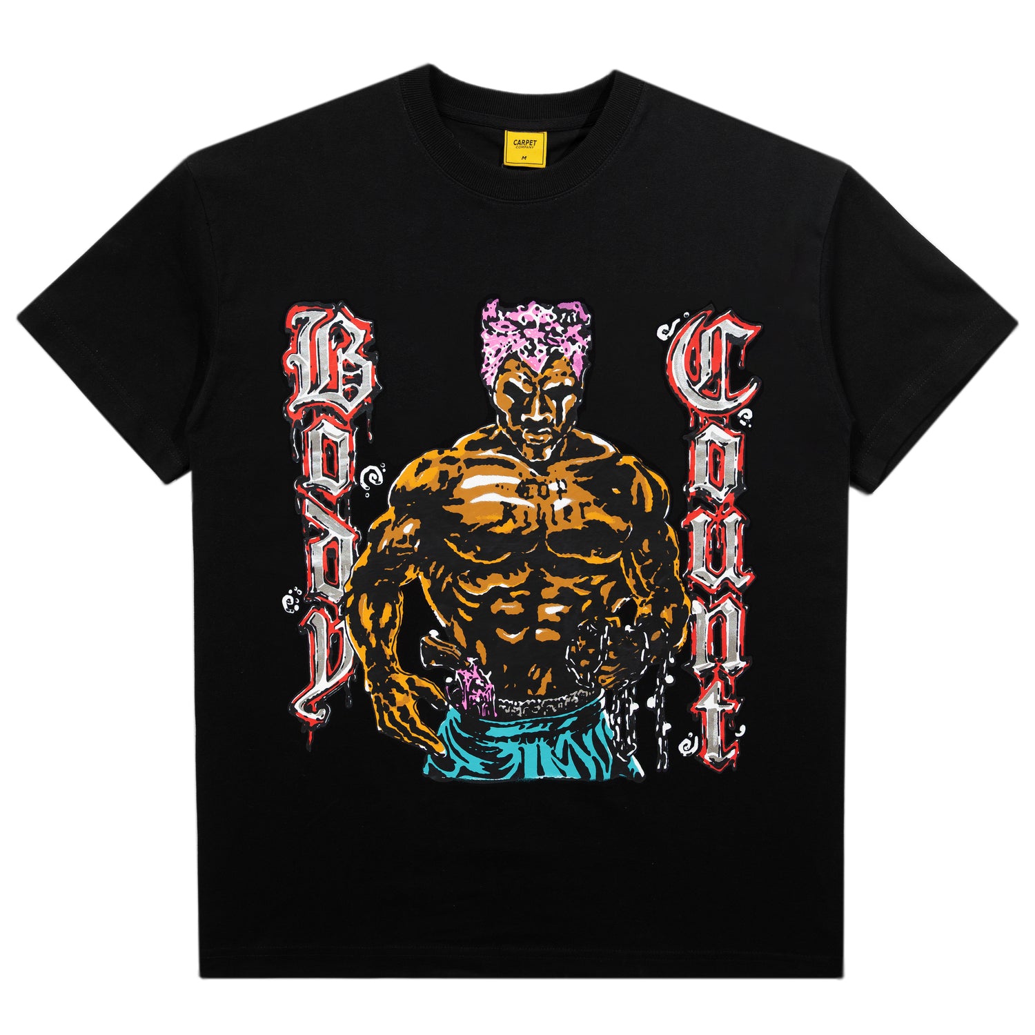 T-shirt noir de la marque Carpet avec logo Body Count imprimé sur le devant, tissu en coton confortable.