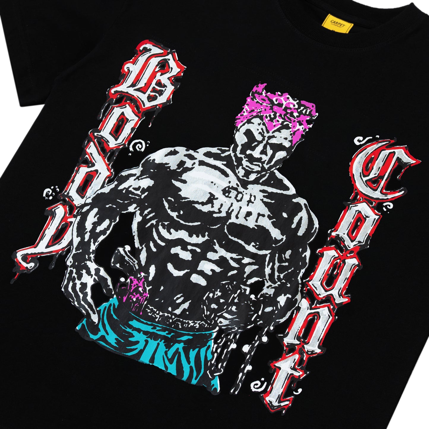 T-shirt noir de la marque Carpet avec logo Body Count imprimé à l'avant, en coton doux, style décontracté et moderne.