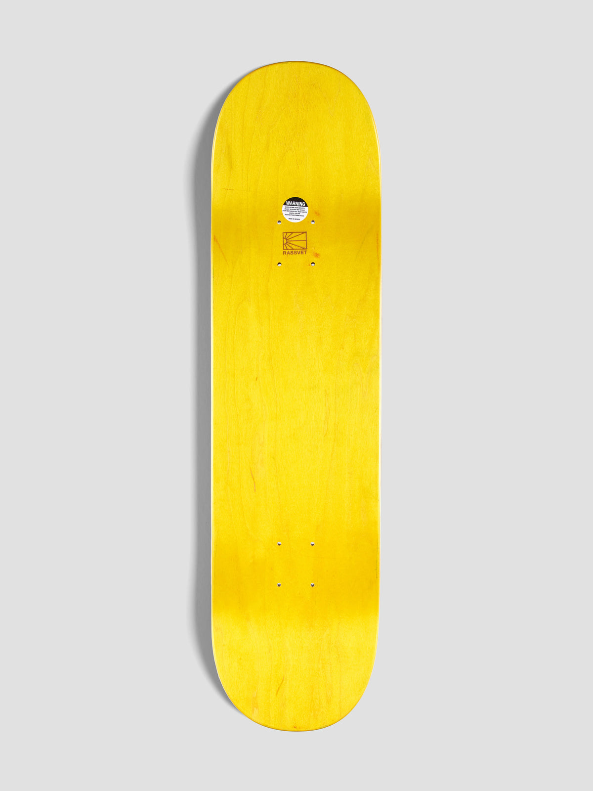 Planche de skateboard RASSVET UNISEX GILETTE BOARD en bois jaune de 8,25 pouces, idéale pour le skateboarding.