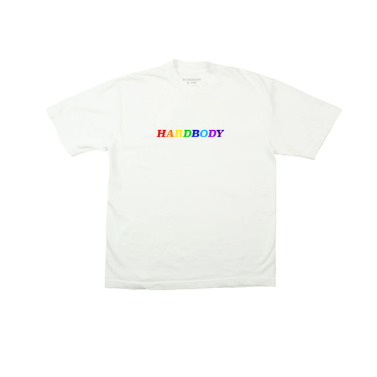 HARDBODY RAINBOW LOGO TEE WHITE Hardbody