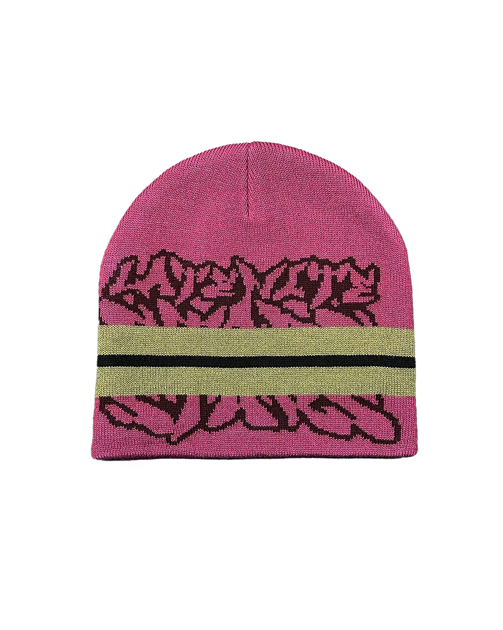 Bonnet à rayures rouges LATE NITE STAR avec logo, style décontracté et confortable pour l’hiver.