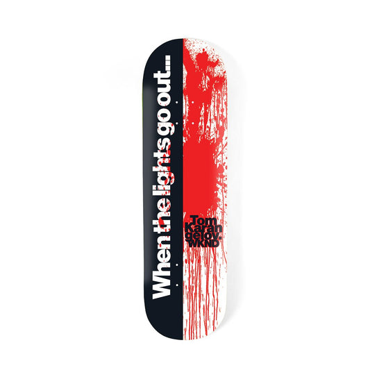 Deck de skateboard WKND « Lights Out » Tom Karangelov 8,25 pouces, vue du graphisme inférieur