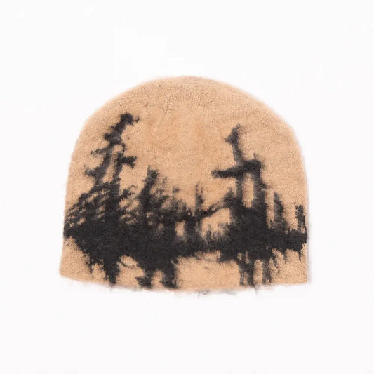 HODDLE FAUX MOHAIR SKULL BEANIE TAN / BLACK Hoddle