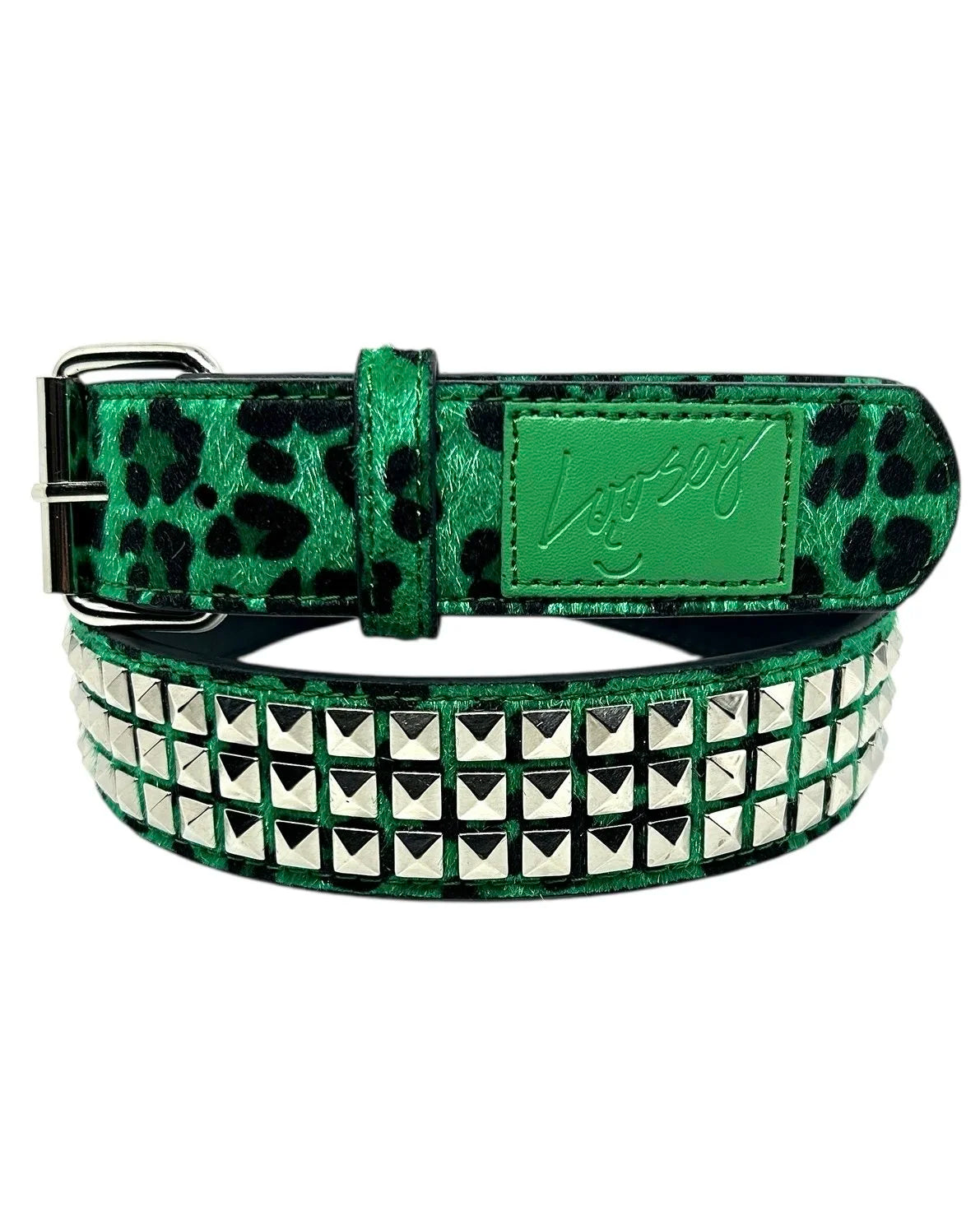 LOOSEY Studded Green Cheetah Belt