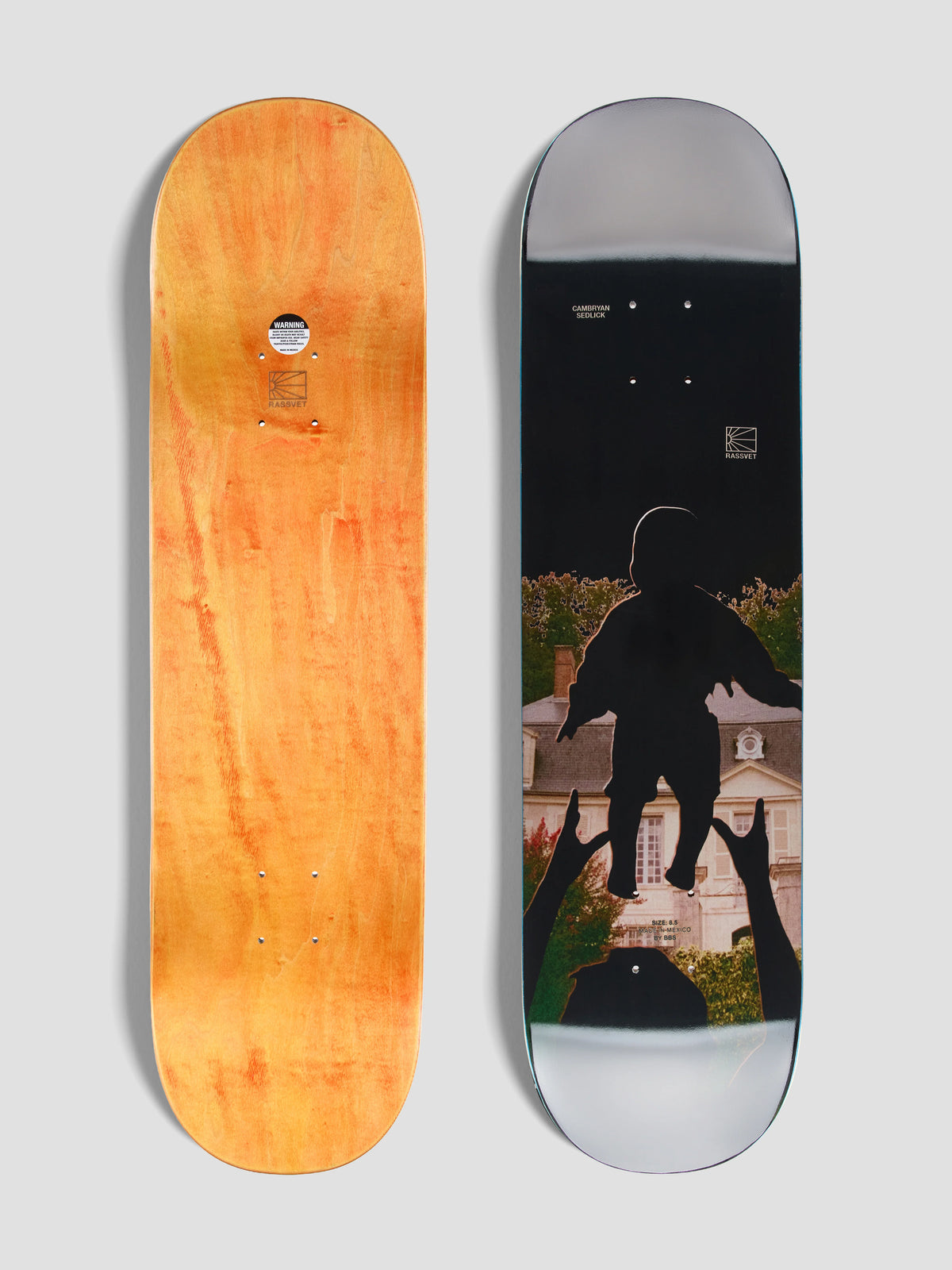 Planche de deck RASSVET en bois pour unisex, 8,5 pouces, finition noire, idéale pour le skateboard.