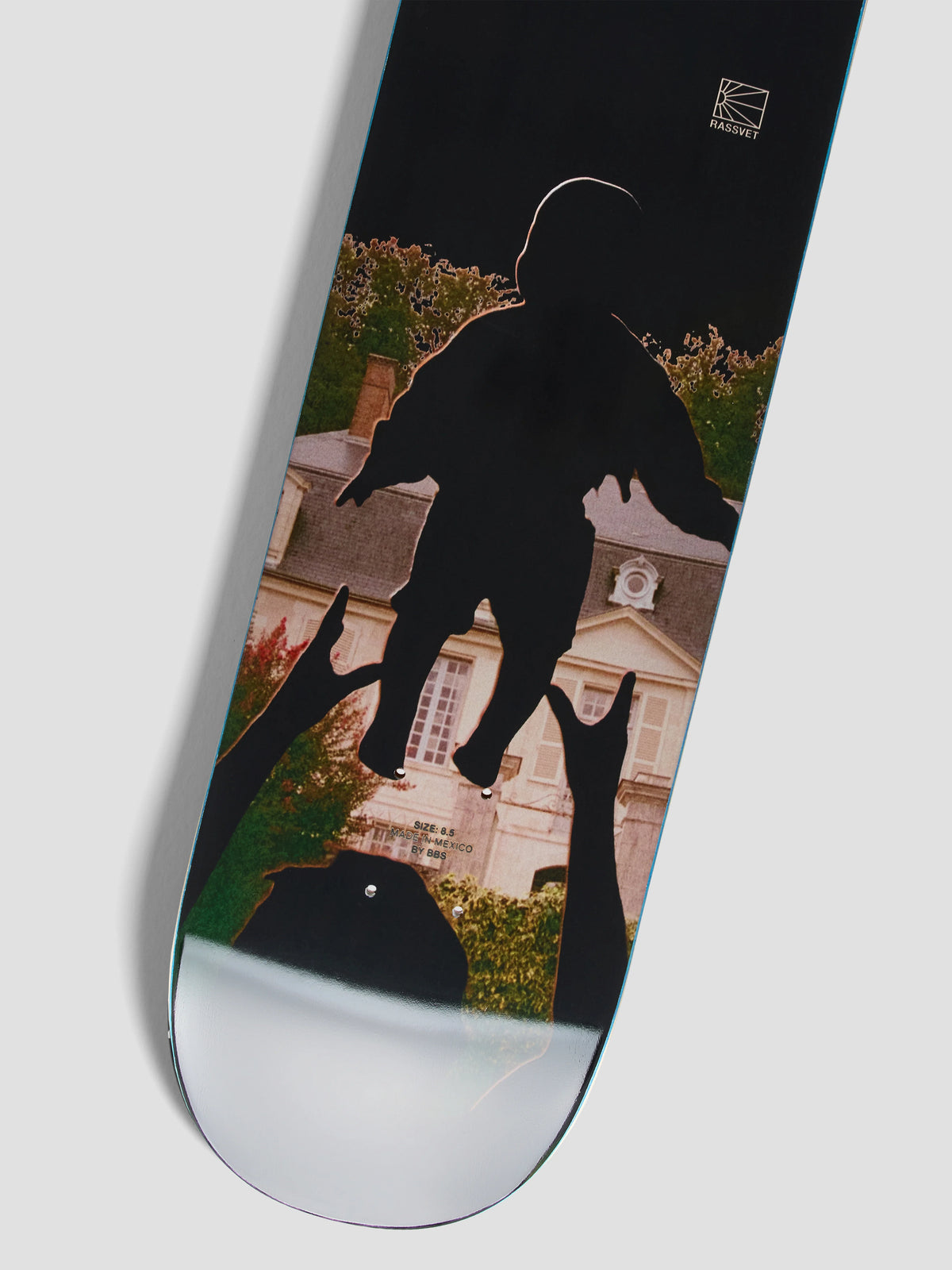 Planche de deck en bois RASSVET unisexe SEDLICK, 8,5 pouces, noire, pour skateboard ou longboard, vue de face.