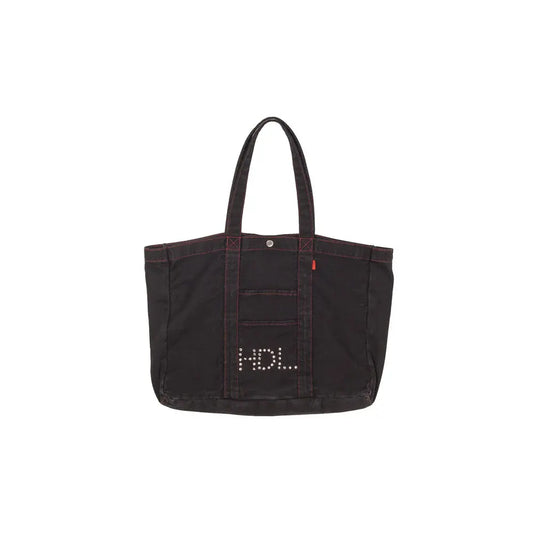 HODDLE  THUNDERDOME DENIM TOTE BAG - BLACK DENIM / RED CONTRAST STITCH Hoddle