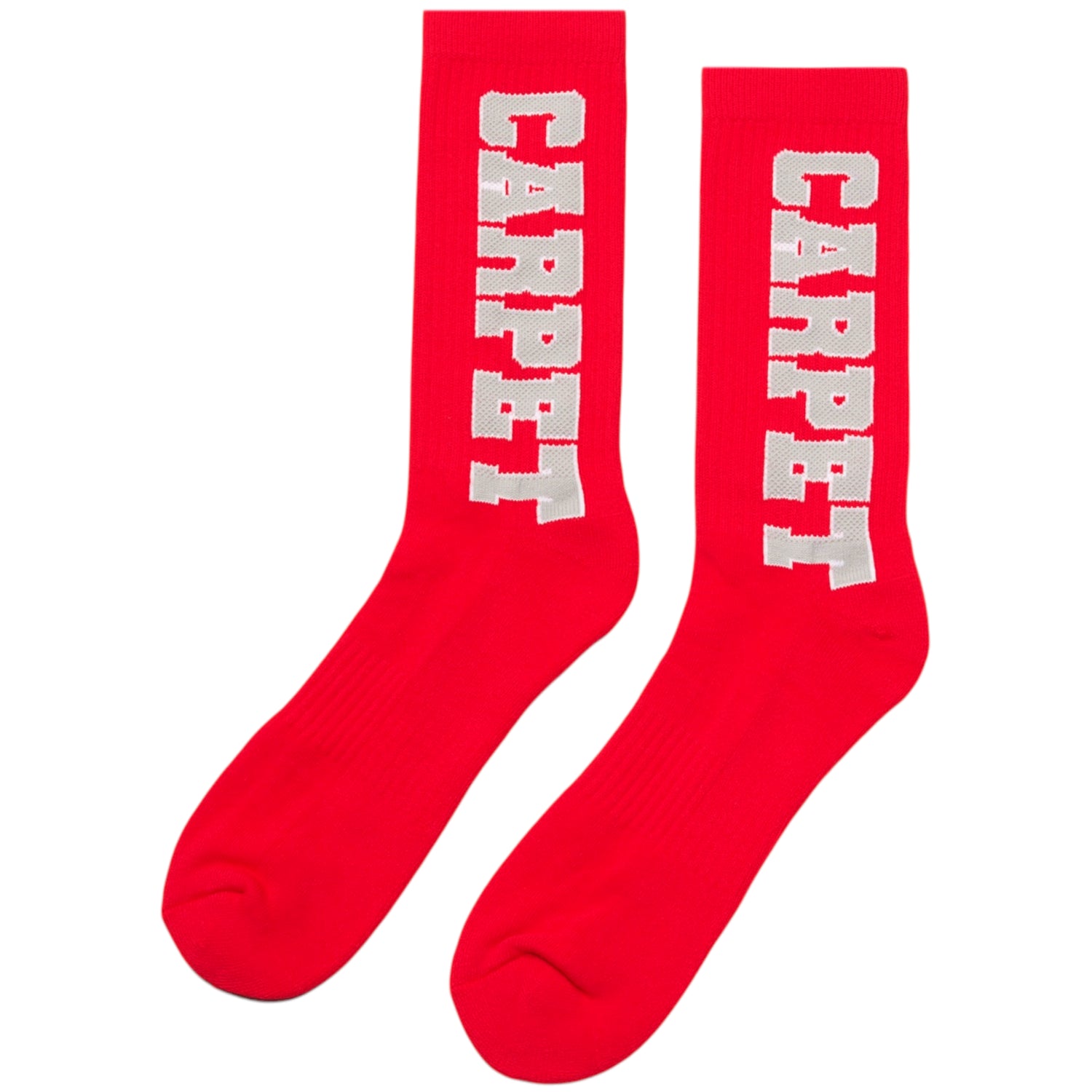 Chaussettes varsity rouges Carpet, style classique avec rayures blanches, confort et look décontracté pour toutes les occasions.