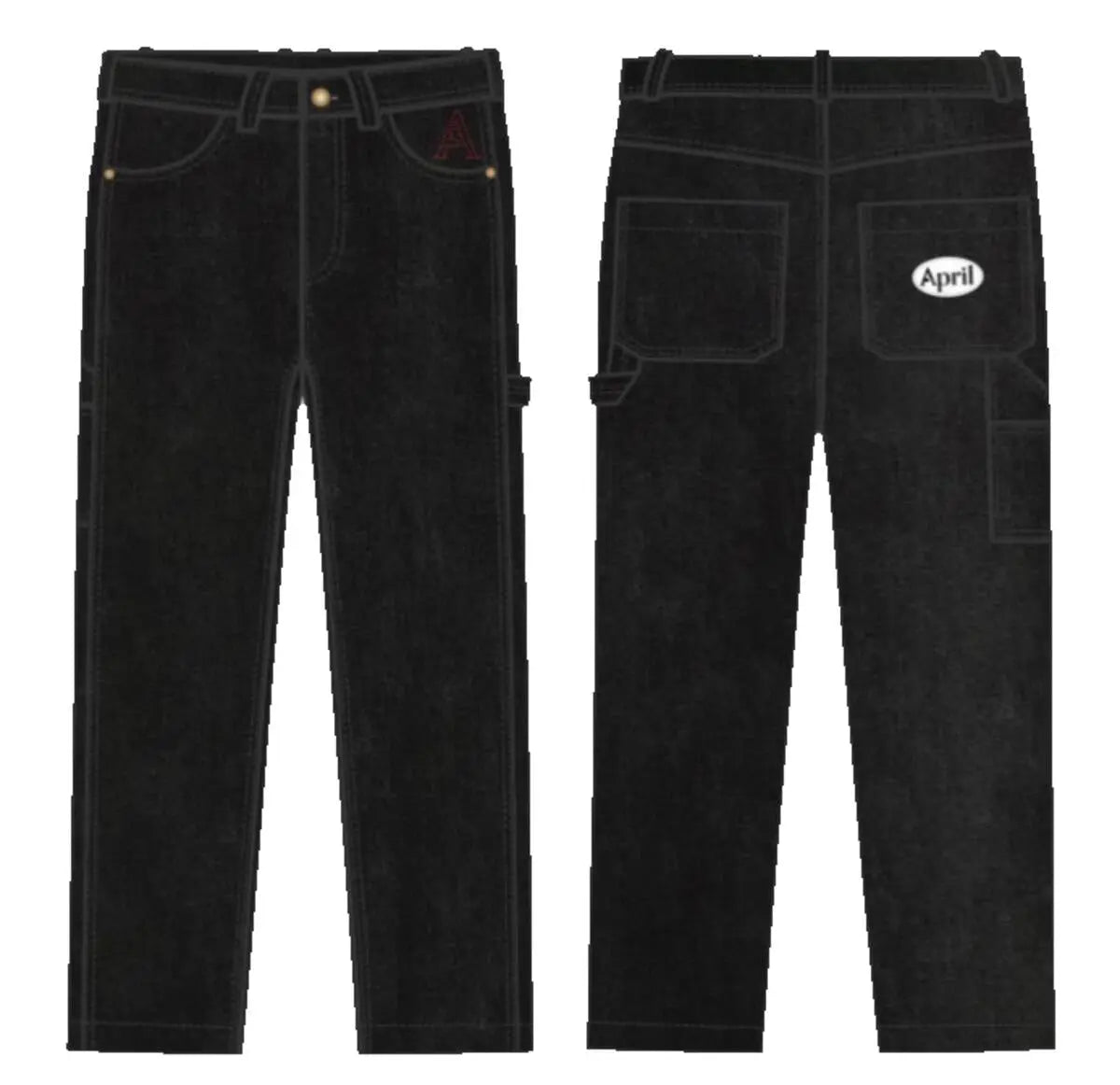 April WASHED BLACK CARPENTER JEAN APRIL skateboard