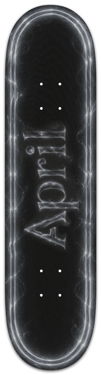 Planche de skateboard APRIL Twin OG logo de nuit, deck de skateboard avec logo distinctif, vue de face sur la planche.