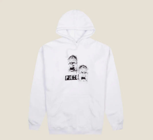 POETS DRAMA 13.4 OZ PULLOVER HOODED SWEATSHIRT WHITE POETS