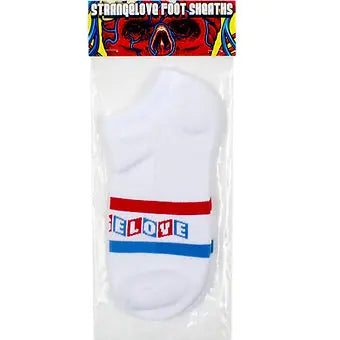 StrangeLove CineLogo Stripe / White / No Show Foot Sheaths STRANGELOVE